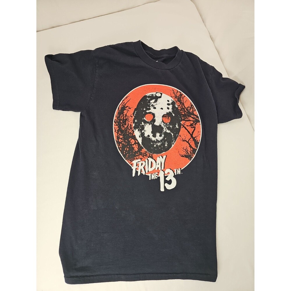 Friday the 13th Jason Voorhees Mask Black Graphic T-Shirt Men's Small Horror